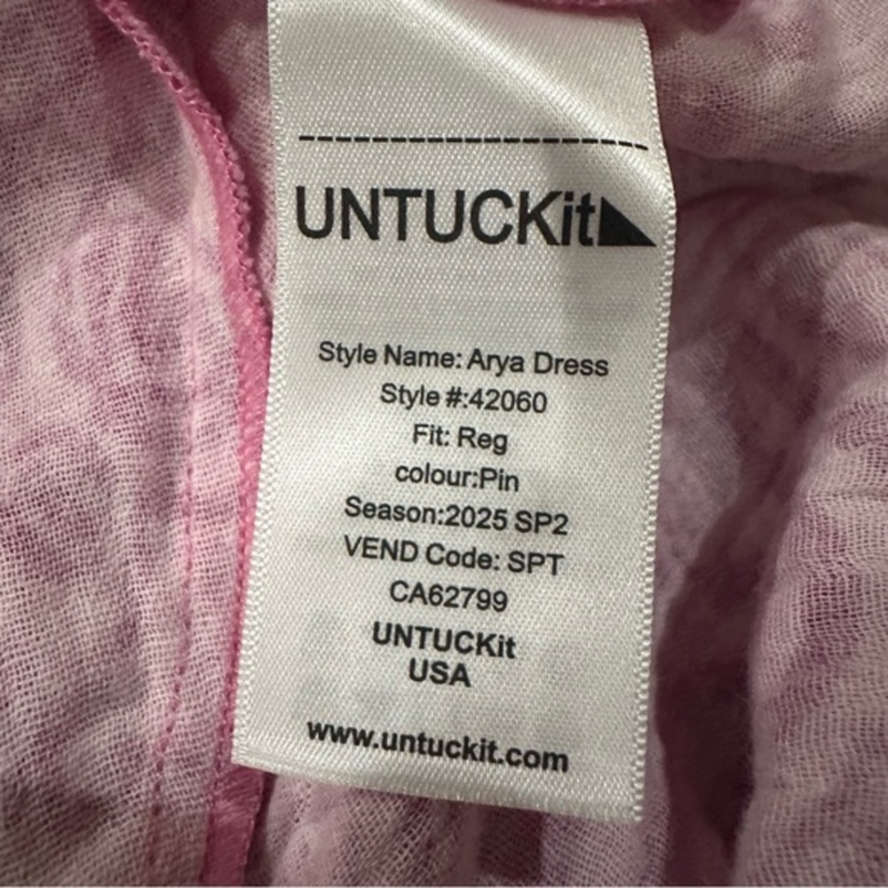 UNTUCKit Cotton Gauze Flutter Sleeve‎ Arya Dress XS Pink Geo Print Resort - Picture 9 of 12